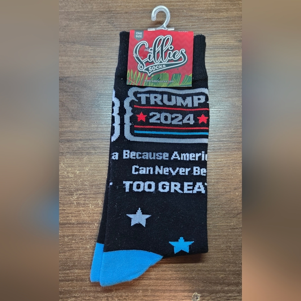 Black and Blue Graphic Socks Trump